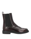 Tod's Woman Ankle Boots Burgundy Size 8 Leather In Brown