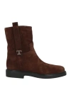 Tod's Woman Ankle Boots Chocolate Brown Size 6 Leather In Multi