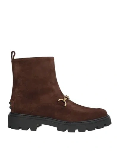 Tod's Woman Ankle Boots Chocolate Brown Size 9.5 Leather