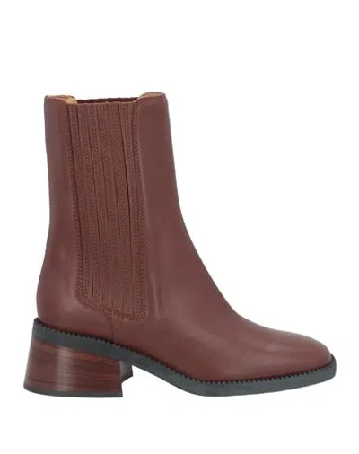 Tod's Woman Ankle Boots Chocolate Brown Size 8 Soft Leather, Elastic Fibres