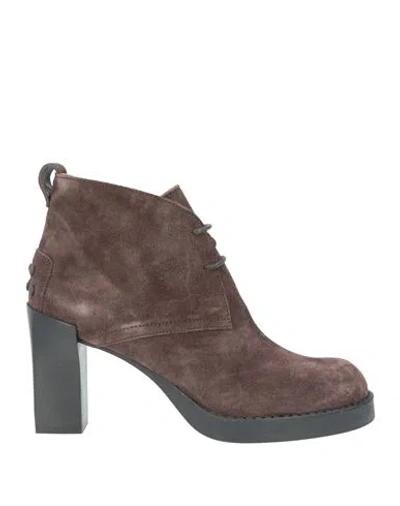 Tod's Woman Ankle Boots Dark Brown Size 8 Leather