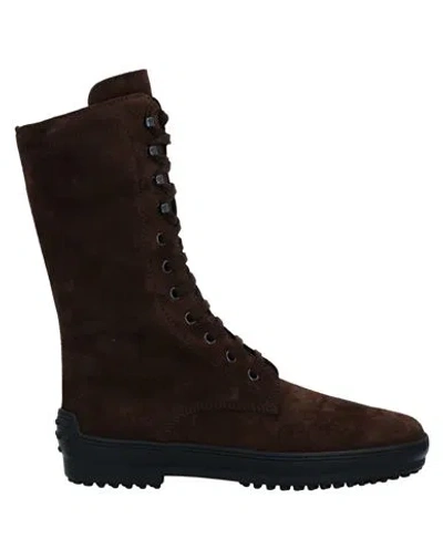 Tod's Woman Ankle Boots Dark Brown Size 8 Leather