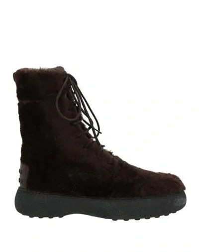 Tod's Woman Ankle Boots Dark Brown Size 8.5 Shearling