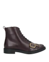 Tod's Woman Ankle Boots Dark Brown Size 8 Leather In Purple