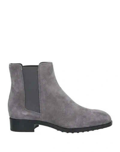 Tod's Woman Ankle Boots Grey Size 4.5 Soft Leather In Gray