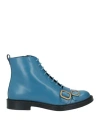 Tod's Woman Ankle Boots Light Blue Size 9 Leather In Blue