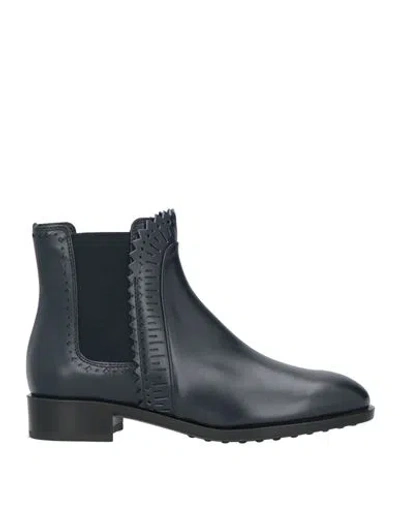 Tod's Woman Ankle Boots Midnight Blue Size 4.5 Leather