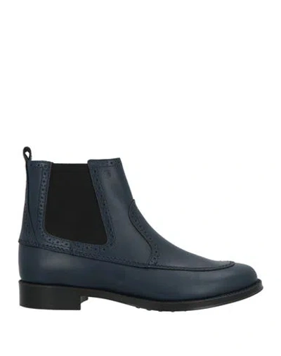 Tod's Woman Ankle Boots Midnight Blue Size 7 Leather