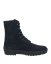 Tod's Woman Ankle Boots Midnight Blue Size 4.5 Leather In Blue