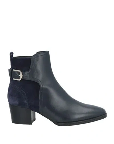 Tod's Woman Ankle Boots Midnight Blue Size 7.5 Leather In Black