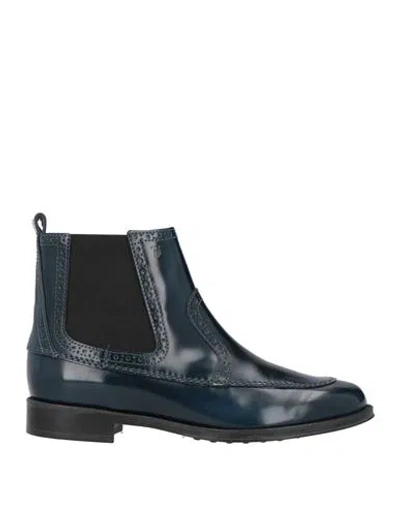 Tod's Woman Ankle Boots Midnight Blue Size 8 Soft Leather