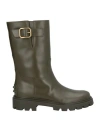 Tod's Woman Ankle Boots Military Green Size 7.5 Leather In Green