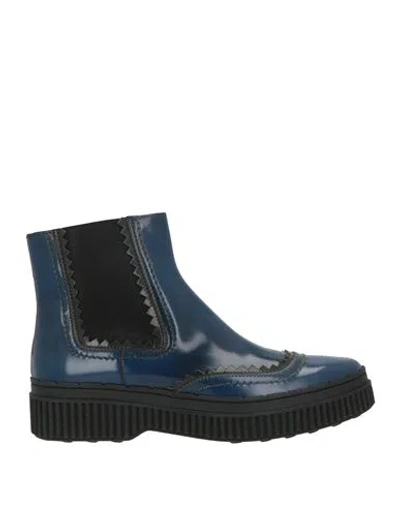 Tod's Woman Ankle Boots Navy Size 10 Leather In Multi