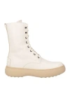 Tod's Woman Ankle Boots Off White Size 8 Leather In Neutrals