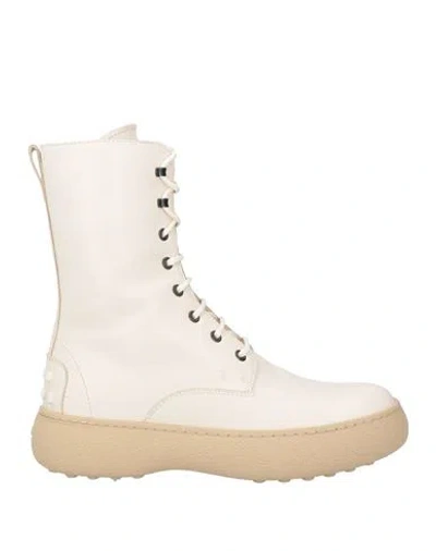 Tod's Woman Ankle Boots Off White Size 8 Leather