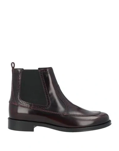 Tod's Woman Ankle Boots Plum Size 6 Soft Leather