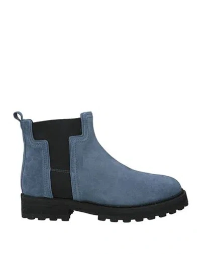 Tod's Woman Ankle Boots Slate Blue Size 7 Leather