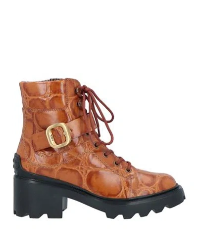 Tod's Woman Ankle Boots Tan Size 6 Leather In Brown