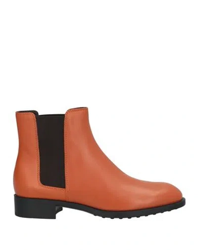 Tod's Woman Ankle Boots Tan Size 8 Leather In Brown