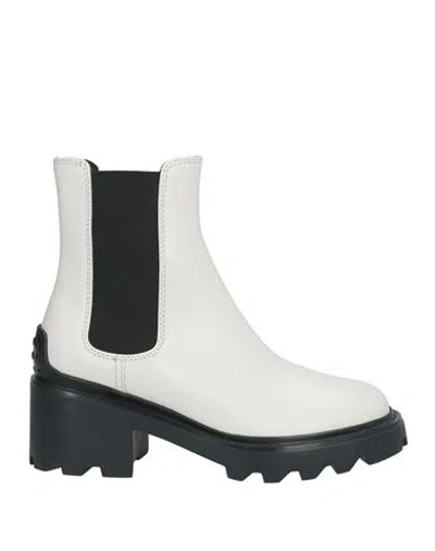 Tod's Woman Ankle Boots White Size 10 Leather