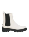 Tod's Woman Ankle Boots White Size 8 Leather, Elastic Fibres In White