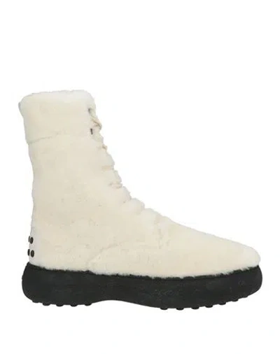 Tod's Woman Ankle Boots White Size 8 Shearling