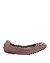 Tod's Woman Ballet Flats Antique Rose Size 5 Leather In Pink