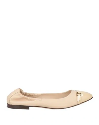 Tod's Woman Ballet Flats Beige Size 6 Leather In Sand