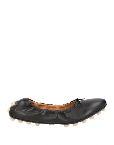 TOD'S TOD'S WOMAN BALLET FLATS BLACK SIZE 6 SOFT LEATHER