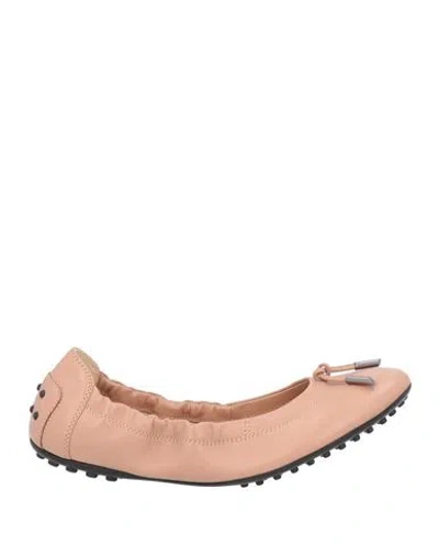 TOD'S TOD'S WOMAN BALLET FLATS BLUSH SIZE 7.5 LEATHER