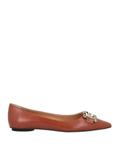 Tod's Woman Ballet Flats Brown Size 6.5 Soft Leather