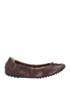 Tod's Woman Ballet Flats Chocolate Brown Size 7.5 Leather In Brown