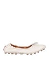 Tod's Bubble Ballerinas In Leather In White