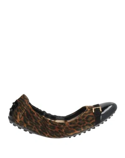 Tod's Woman Ballet Flats Dark Brown Size 5 Leather