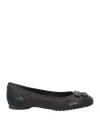 TOD'S TOD'S WOMAN BALLET FLATS DARK BROWN SIZE 6 LEATHER