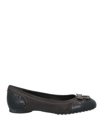 Tod's Woman Ballet Flats Dark Brown Size 6 Leather In Black
