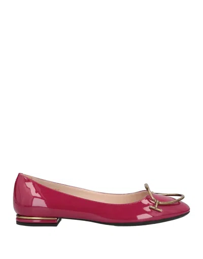 Tod's Woman Ballet Flats Garnet Size 7 Soft Leather In Red