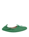 Tod's Woman Ballet Flats Green Size 7 Soft Leather