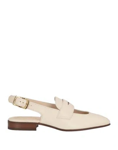 Tod's Woman Ballet Flats Ivory Size 8.5 Leather In Neutral