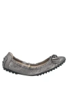 Tod's Dee Metallic Printed Suede Ballet Flats In Gray