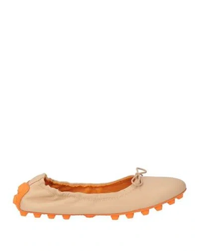 Tod's Woman Ballet Flats Light Brown Size 7 Leather In Multi