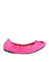 Tod's Woman Ballet Flats Magenta Size 7.5 Leather
