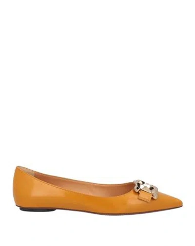 Tod's Woman Ballet Flats Marigold Size 8 Soft Leather In Yellow