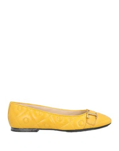Tod's Woman Ballet Flats Mustard Size 5 Leather In Yellow