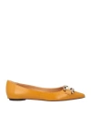 Tod's Woman Ballet Flats Mustard Size 8 Soft Leather In Yellow
