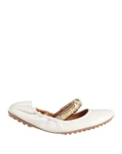 Tod's Woman Ballet Flats Off White Size 6 Leather