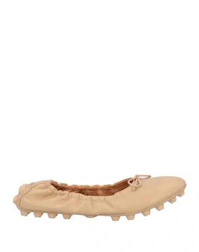 TOD'S TOD'S WOMAN BALLET FLATS SAND SIZE 5 SOFT LEATHER