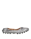 Tod's Woman Ballet Flats Silver Size 8 Leather In Animal Print