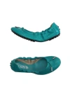 Tod's Woman Ballet Flats Turquoise Size 7 Soft Leather In Blue