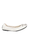 Tod's Woman Ballet Flats White Size 5.5 Soft Leather